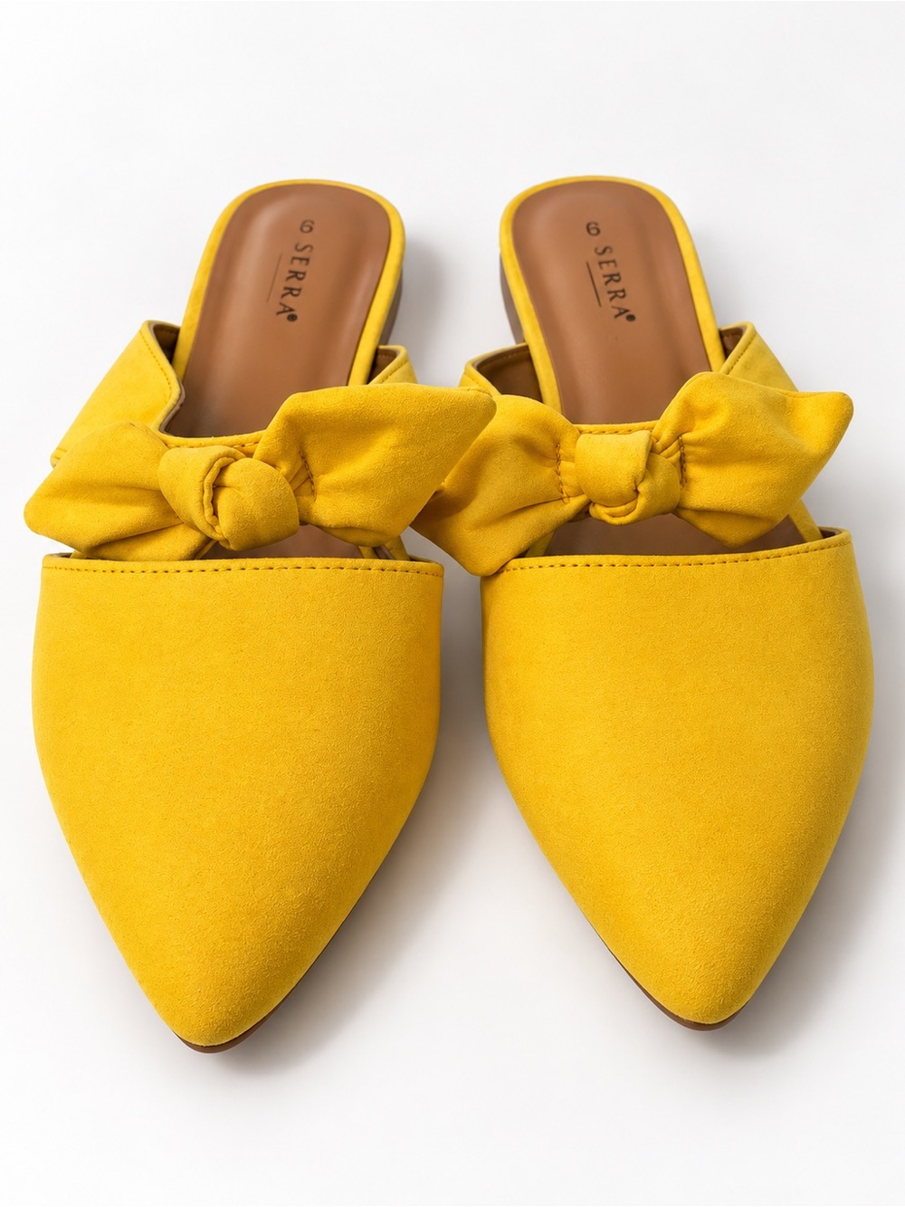 Serra Bright Yellow Bow Pointed Toe Mules